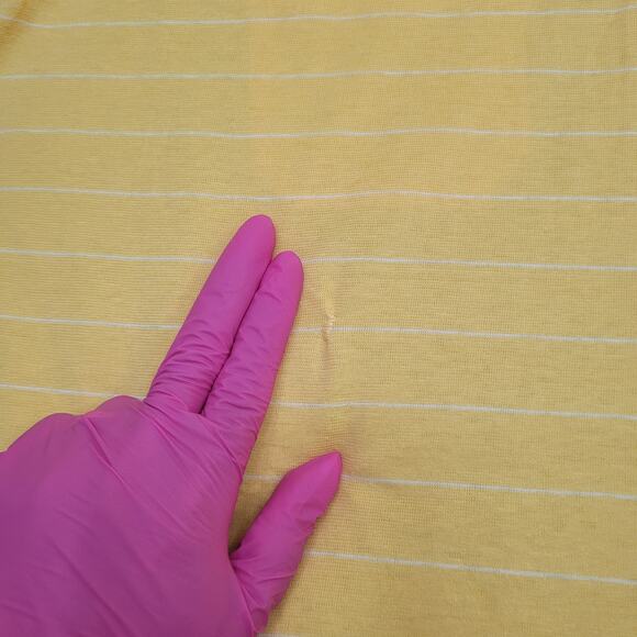 Vintage 90s MOD Striped Polo Shirt XL 22x28 Yellow White - Picture 4 of 12